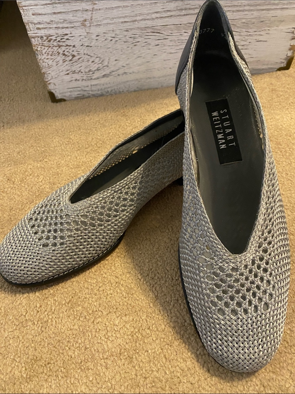 Stuart Weitzman Woven Flats with Leather Accent
